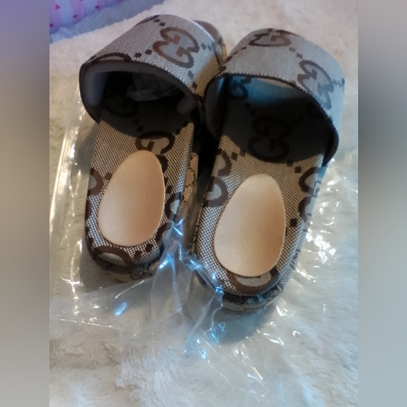 GG Monogram Style Platform Slip-On Sandals – Designer Inspired – New - SIZE 8 - Picture 12 of 14